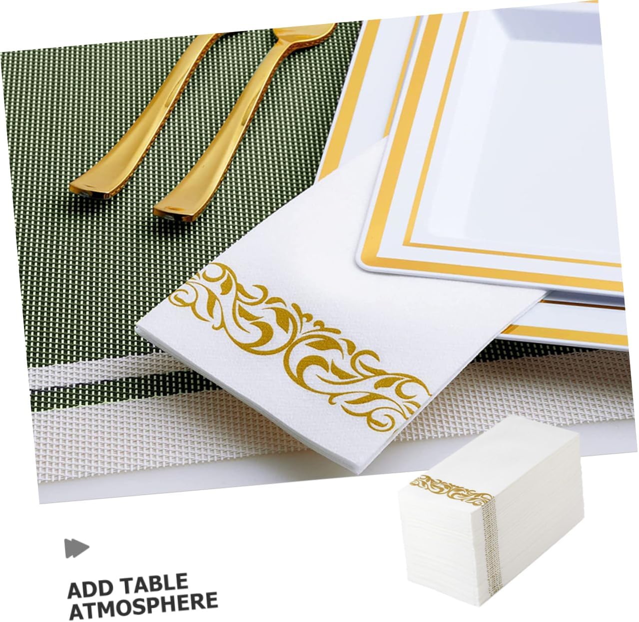 Didiseaon Luxury Gold Dinner Napkins 100pcs Thick Prefolded Paper Napkins Ideal for Wedding Birthday and Party Decorations