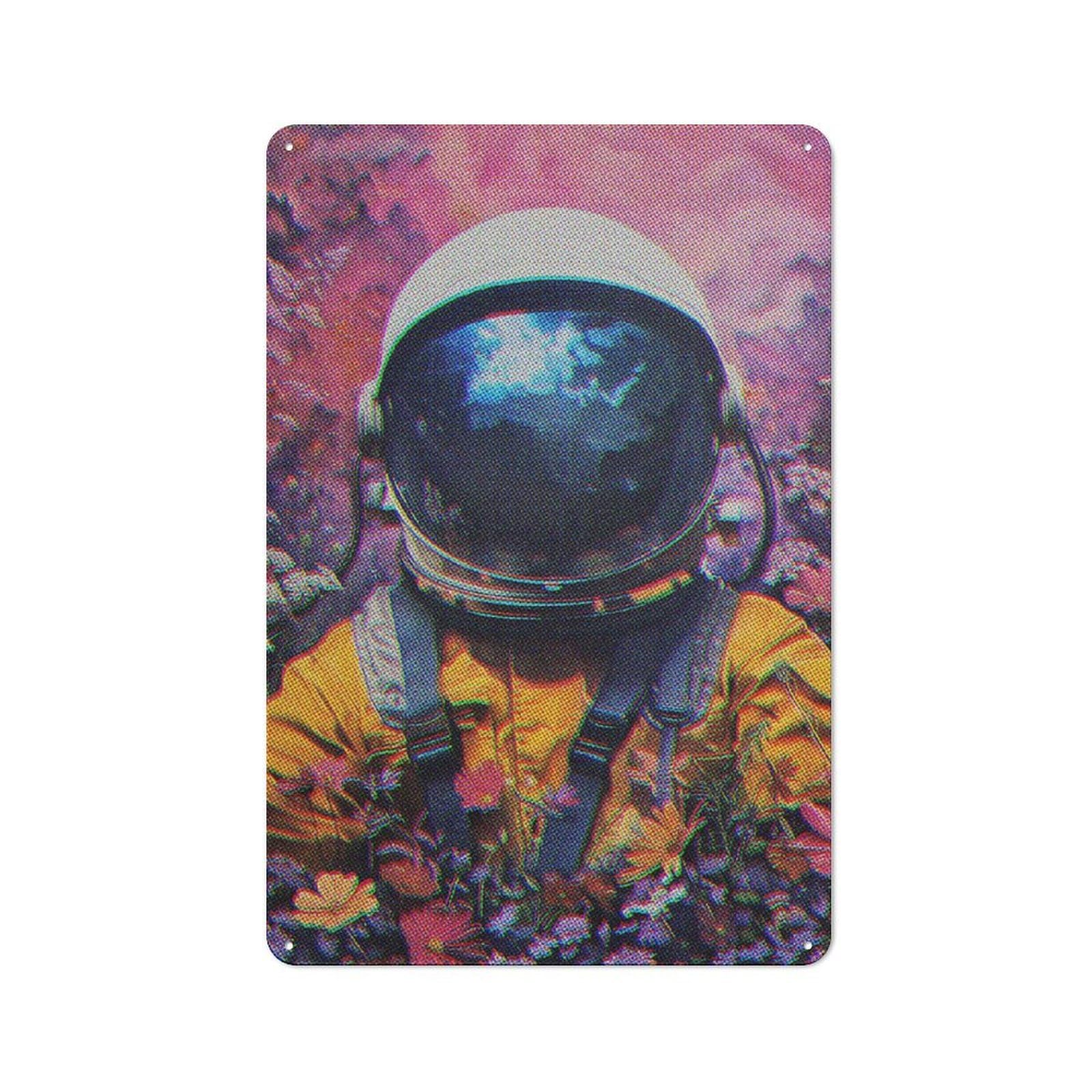 Junmoney Astronaut Retro Metal Sign 30X20cm With For Garage Wall, Vintage Decor, Tin Sign Wall Decor For Garages And Workshops