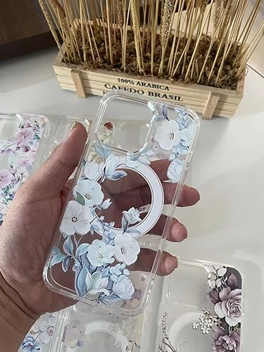 Miniatura 2 de Funda Magsafe para iPhone 12 Pro Max, diseño floral delgado a prueba de golpes duro PC+TPU parachoques flor mujeres cubierta magnética