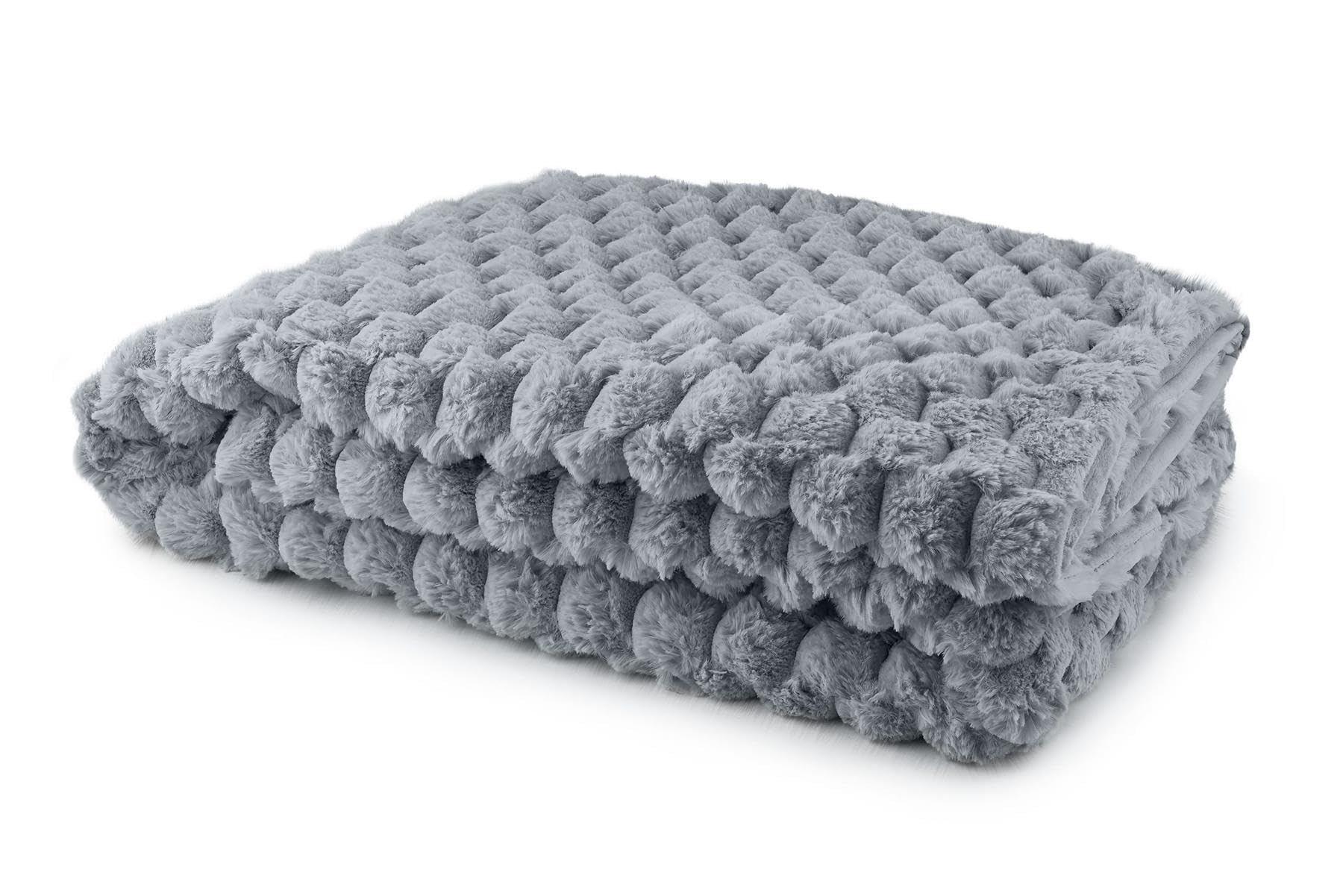 Emma Barclay Throw Blanket Super Soft Faux Rabbit Fur Lush Grey 140X180cm