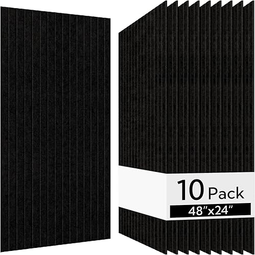 Olanglab Paquete de 10 paneles acústicos de pared, 48 x 24 pulgadas por cada panel acústico, absorbentes de sonido, paneles de sonido decorativos