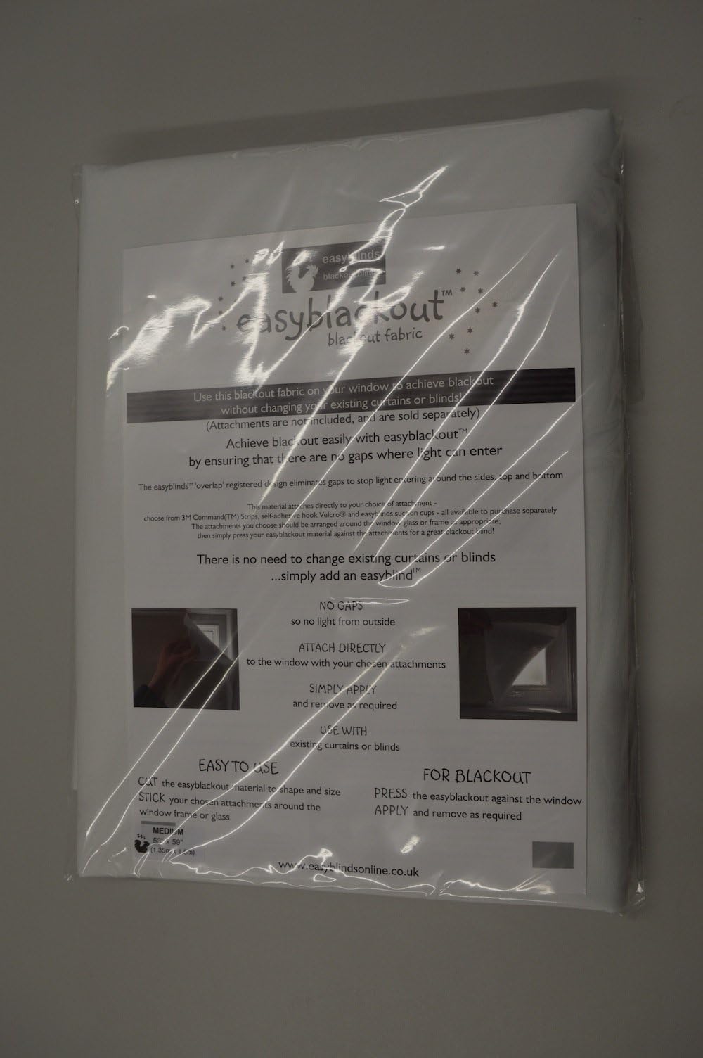 Easyblackout Blackout Material for Windows (White, Large 78" x 53")