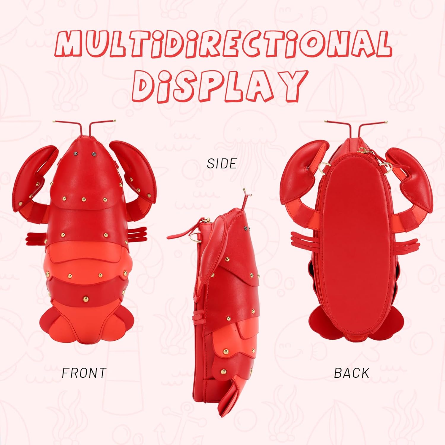 GOKTOW Lobster Coin Purse, Novelty Purse,Unique Purses for Women,Fun 3D Stuffed Animal Handbag Shoulder Bag