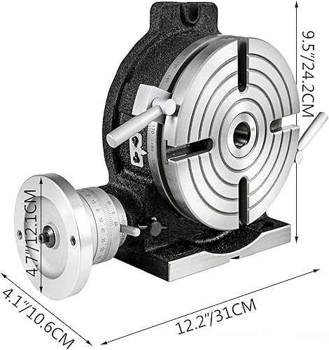Vista 2 de VEVOR Mesa rotativa 8 pulgadas horizontal vertical HV8 precisión 3MT fresadora máquina de perforación Vernier lectura fresado taladrado