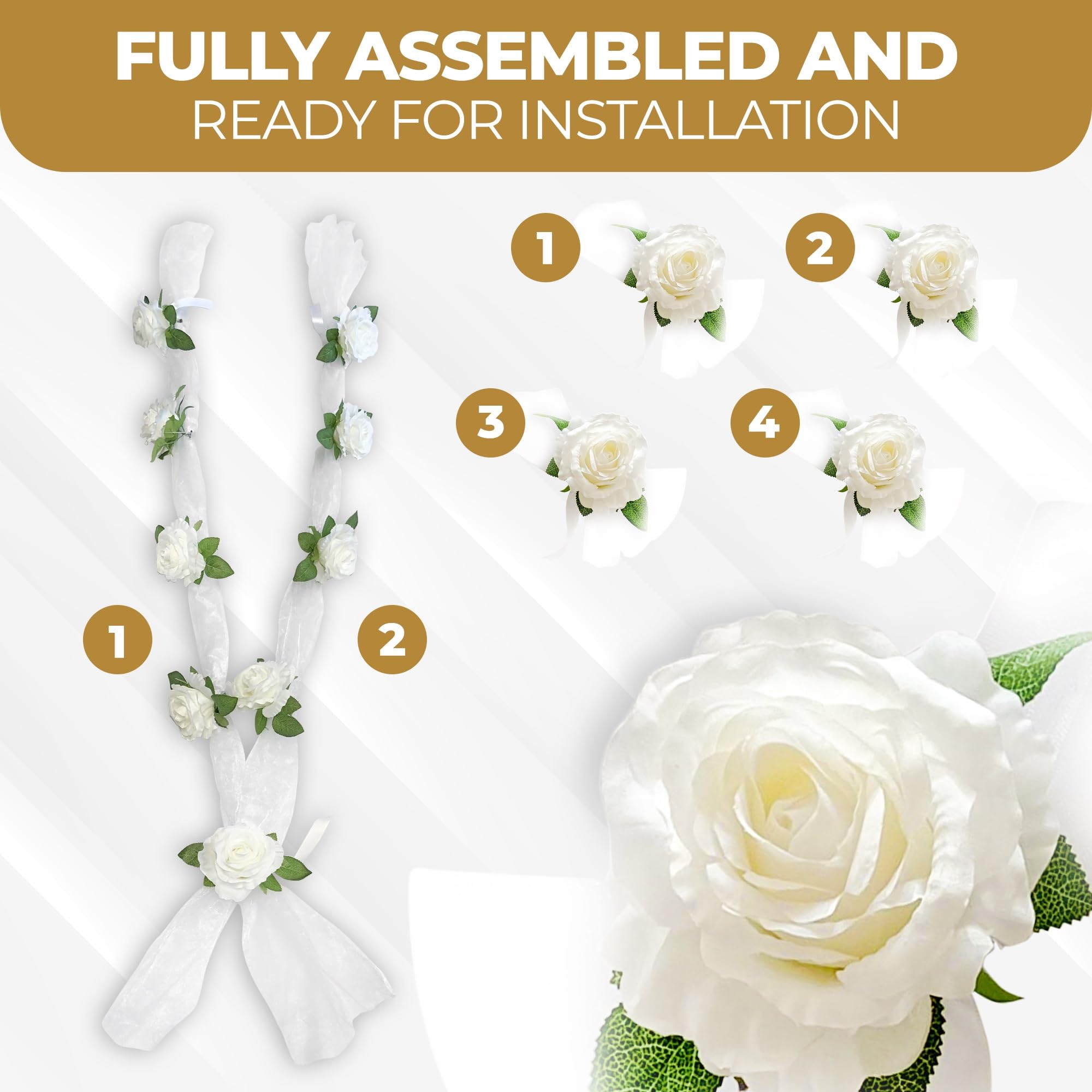 Nueva Vida Wedding Car Decoration, Silk Flowers for Your Wedding Car - Image 2