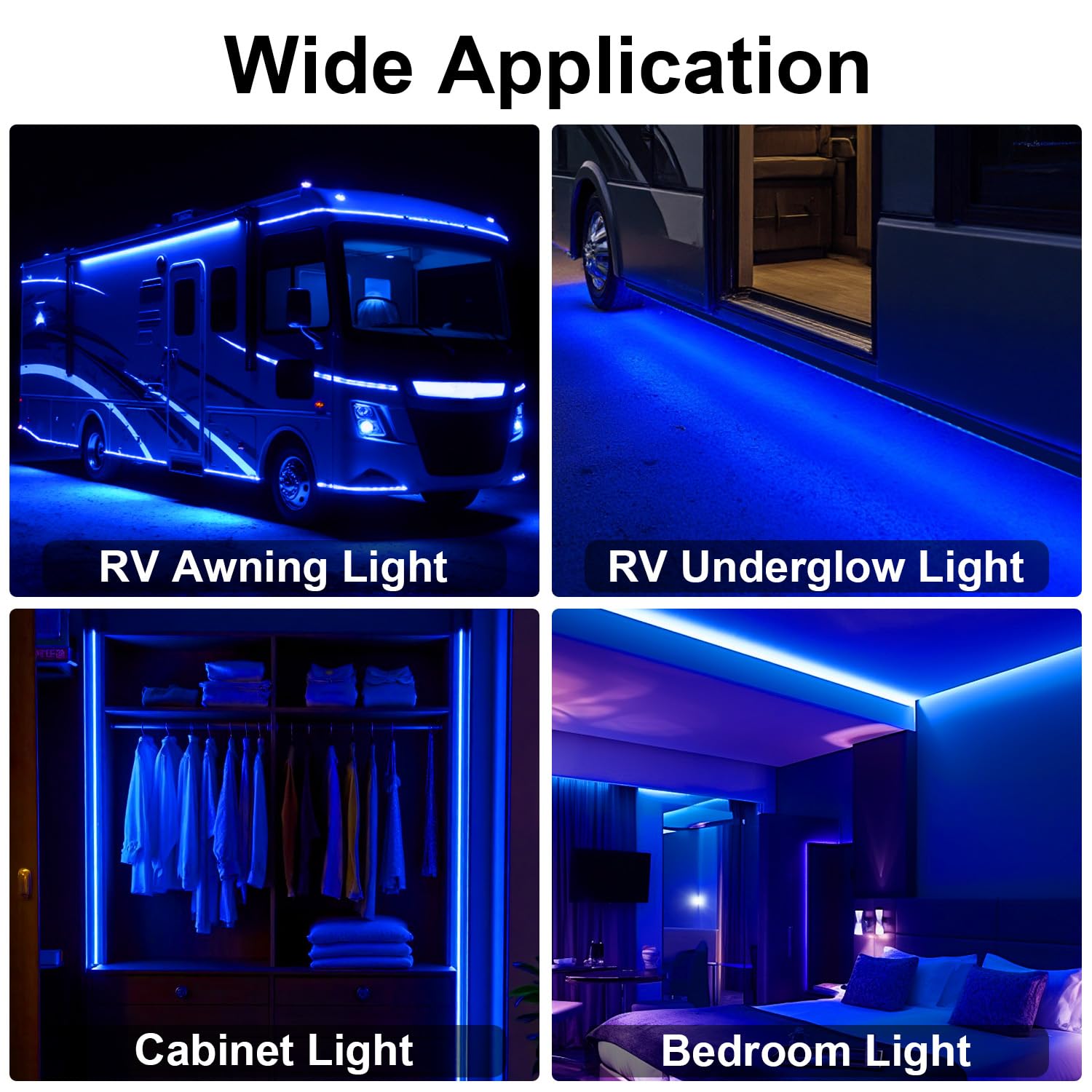 Bande lumineuse LED bleue de 6 m pour véhicule récréatif, étanchéité IP68 pour camping-car, remorques de voyage, camping-car, camions de nourriture