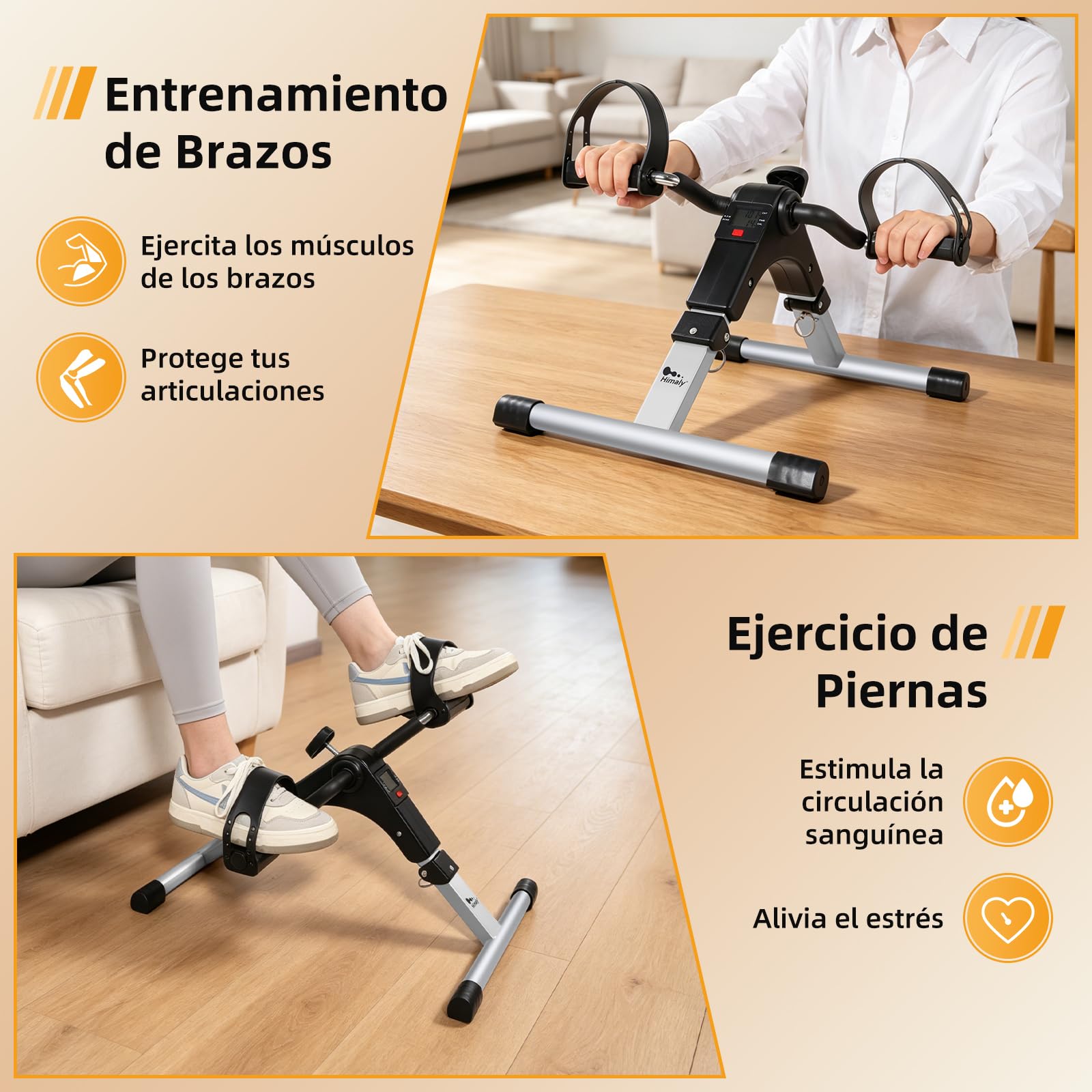 himaly Mini Bicicleta de Ejercicio Plegable Portátil para el Hogar Pedal Ejercitador Gimnasio Fitness Brazo Pierna Entrenamiento Resistencia Ajustable con Pantalla LCD para Mujeres y Hombres
