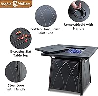 Vista 5 de Sophia & William Mesa para fogata de gas de 28 pulgadas, 50,000 BTU cuadrada para exteriores, fogatas de propano 2 en 1, chimenea de patio