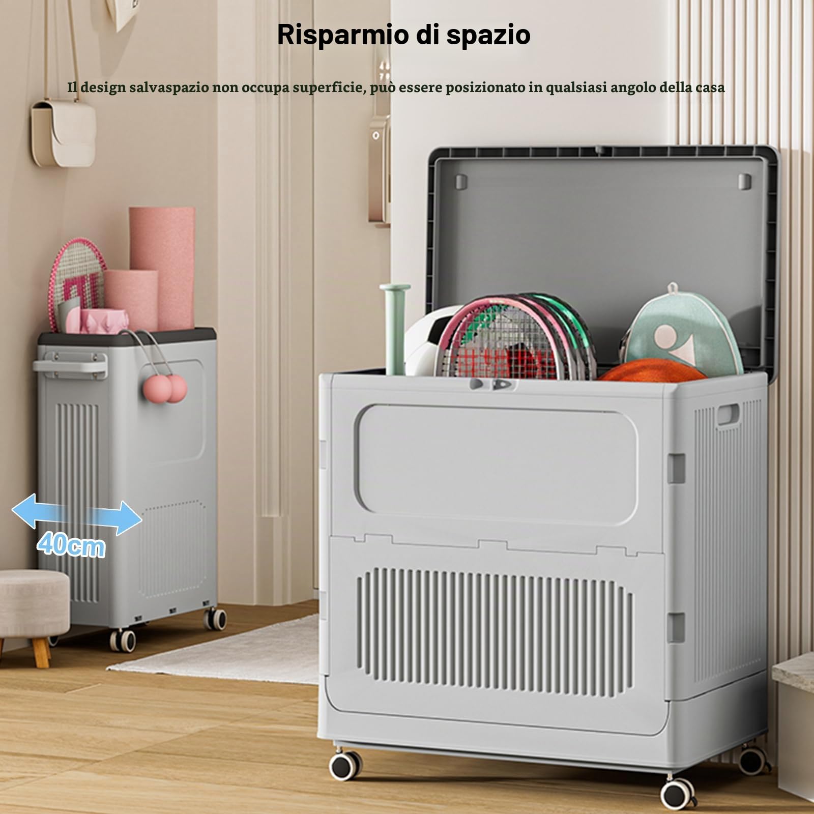 Ergocar Piega Cesto Di Stoccaggio, Con Coperchio Con Puleggia, Una Scatola Di Archiviazione Pieghevole, Una Scatola Di Stoccaggio Di Contenitori Di Stoccaggio Impermeabile e Polvere