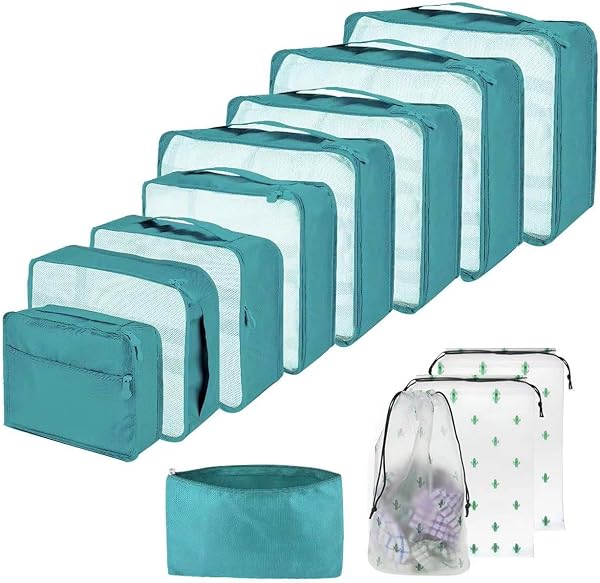 QiYiCAT Packwürfel-Set 12 Stück Hellblau