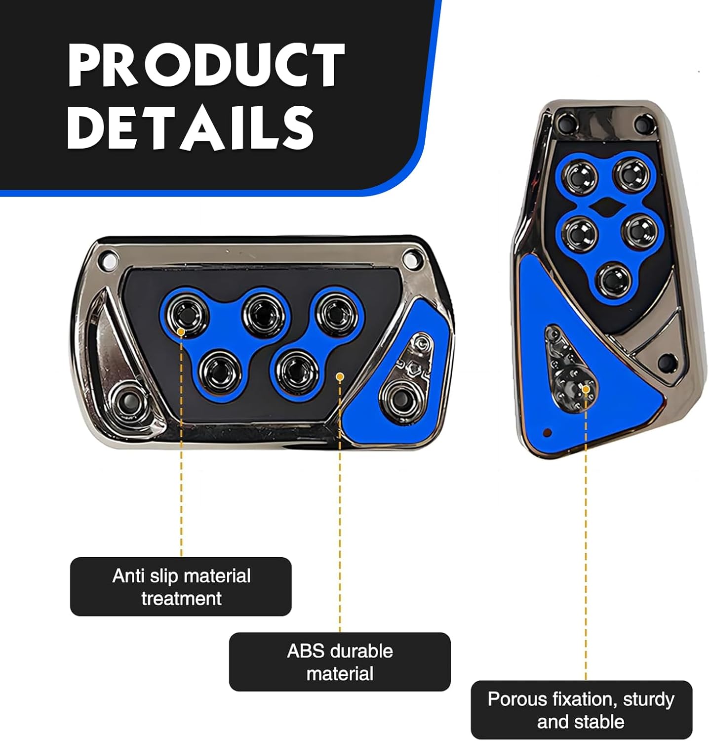 2 PCS Car Pedal Pads, Anti-slip Transmission Brake and Accelerator Pedal Covers, Cool Car Accessories, Universal Waterproof Accessories for Most Automatic Vehicles (Blue) image 3