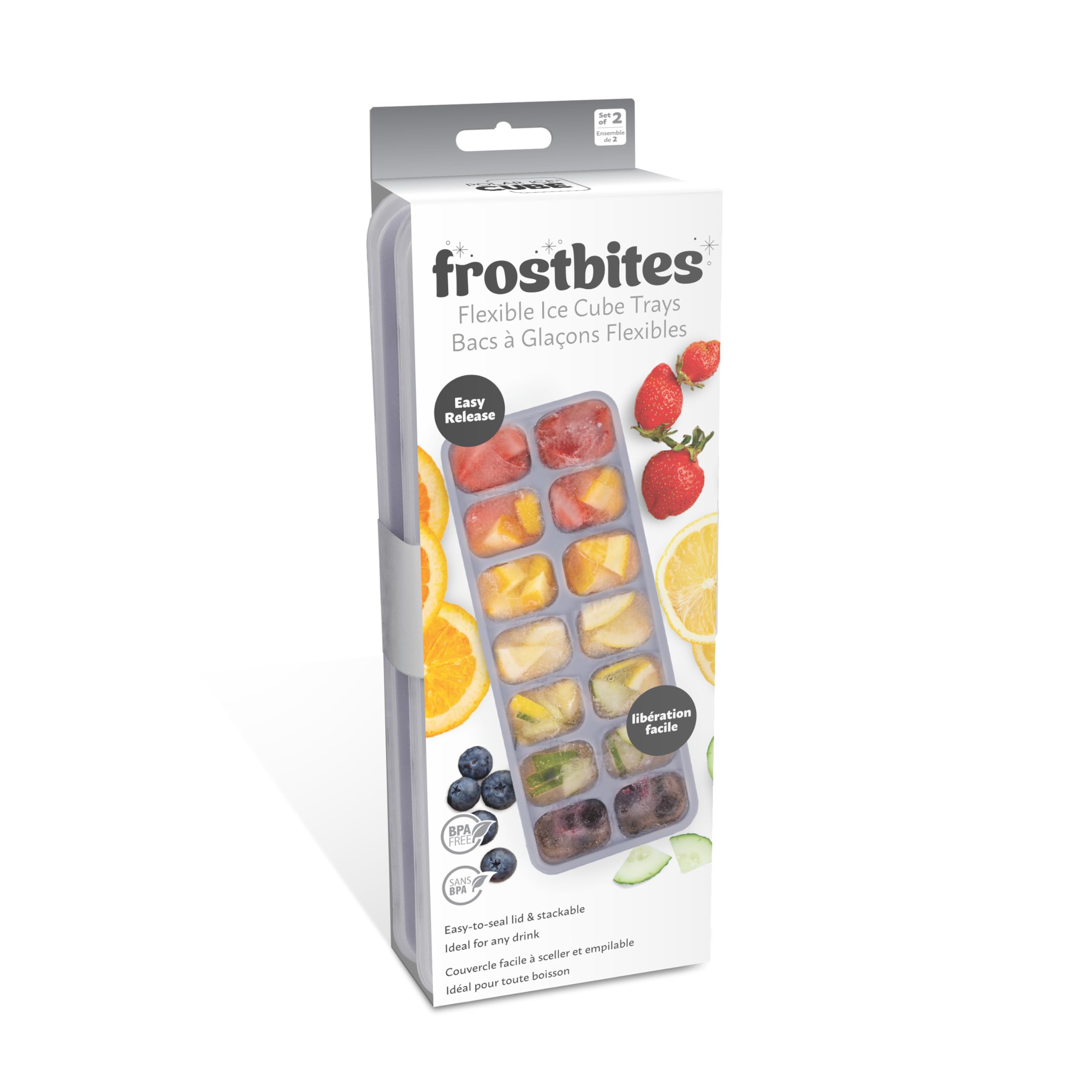 Frostbites Flexible Eiswürfelform mit Deckel, leicht zu lösen, BPA-frei, 14 Würfel, Immergrün