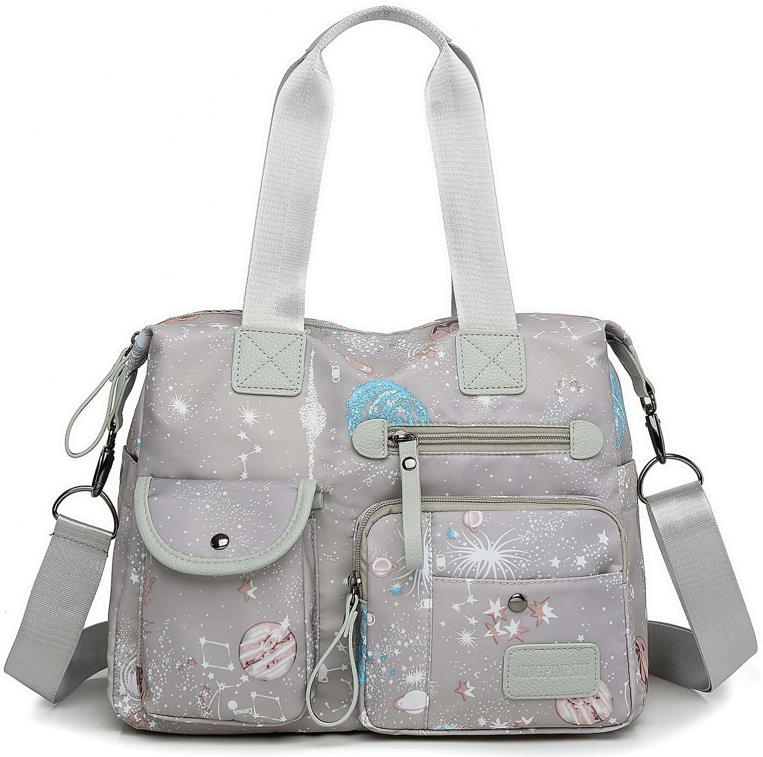 Tote Bag for Women,Multi Pockets Shoulder Handbag,Nurse Bag for Work,Large Cross body Purse,Fashion Nylon Top Handle Satchel