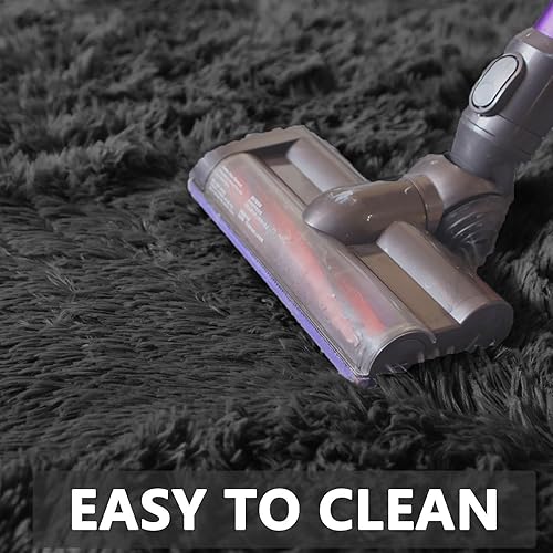 Miniatura 6 de CAIYUECS Alfombra de felpa peluda para interiores, ultra suave, esponjosa, para dormitorio, sala de estar, antideslizante, moderna, alfombra de piel