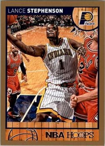 2013-14 NBA Hoops Gold Border Parallel #69 Lance Stephenson Indiana Pacers Official Panini Basketball Trading Card (Stock Photo may be shown, card