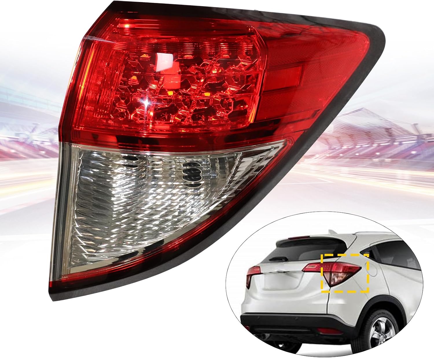 YIYIBYUS Tail Light Assembly for 2019-2020 Honda HR-V HRV LED Taillight Tail lamp Outer Rear Brake Lamp Replacement HO2804119 w/o Turn Signal Light (Right Passenger Side)