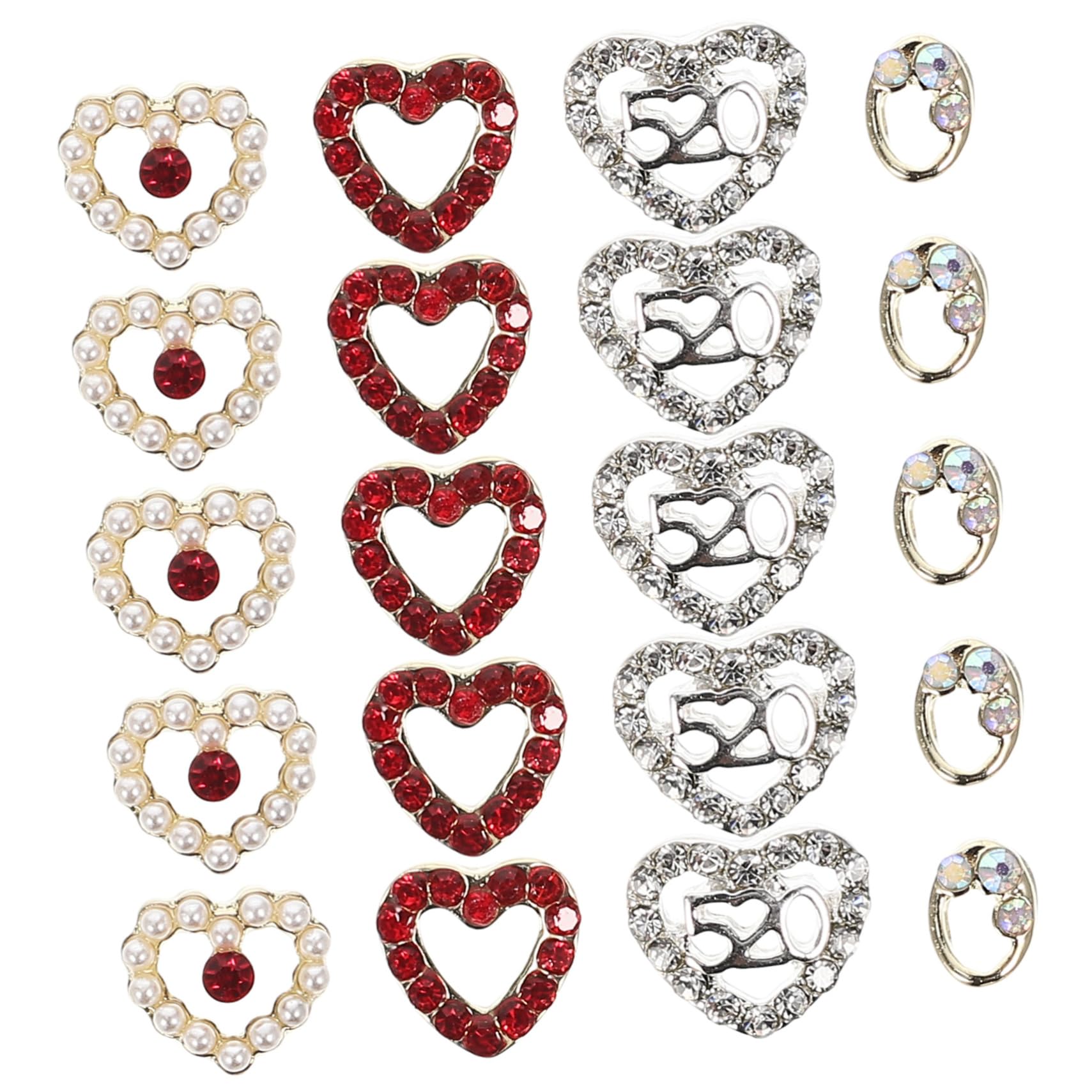 COHEALI 4 Set Decorazioni Per Unghie Cuore Ciondoli Per Unghie San Ciondoli Per Unghie Strass Set 40 Pezzi * 4