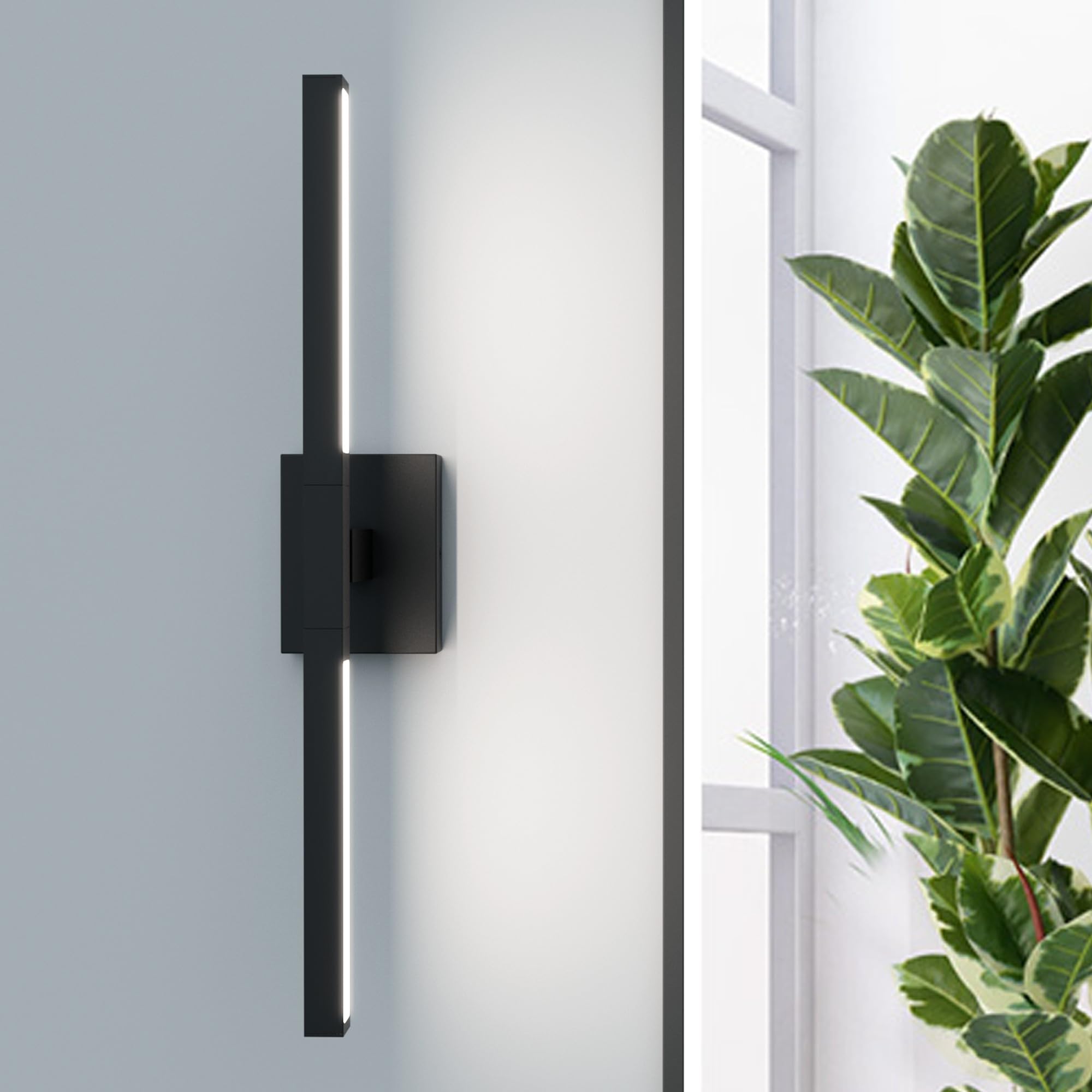 Aipsun 23.6inch Black Vanity Light Fixtures Modern LED Bathroom Light Fixtures Over Mirror Rotatable Bathroom Vanity Light 5500K