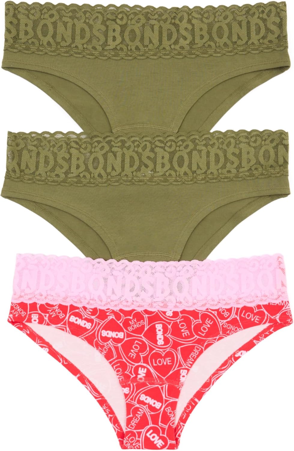 Bonds womens Underwear Pack, Lace-top Icons Cheeky Panties for Women, Stretchy Cotton-blend Underwear, 3-pack - Image 3