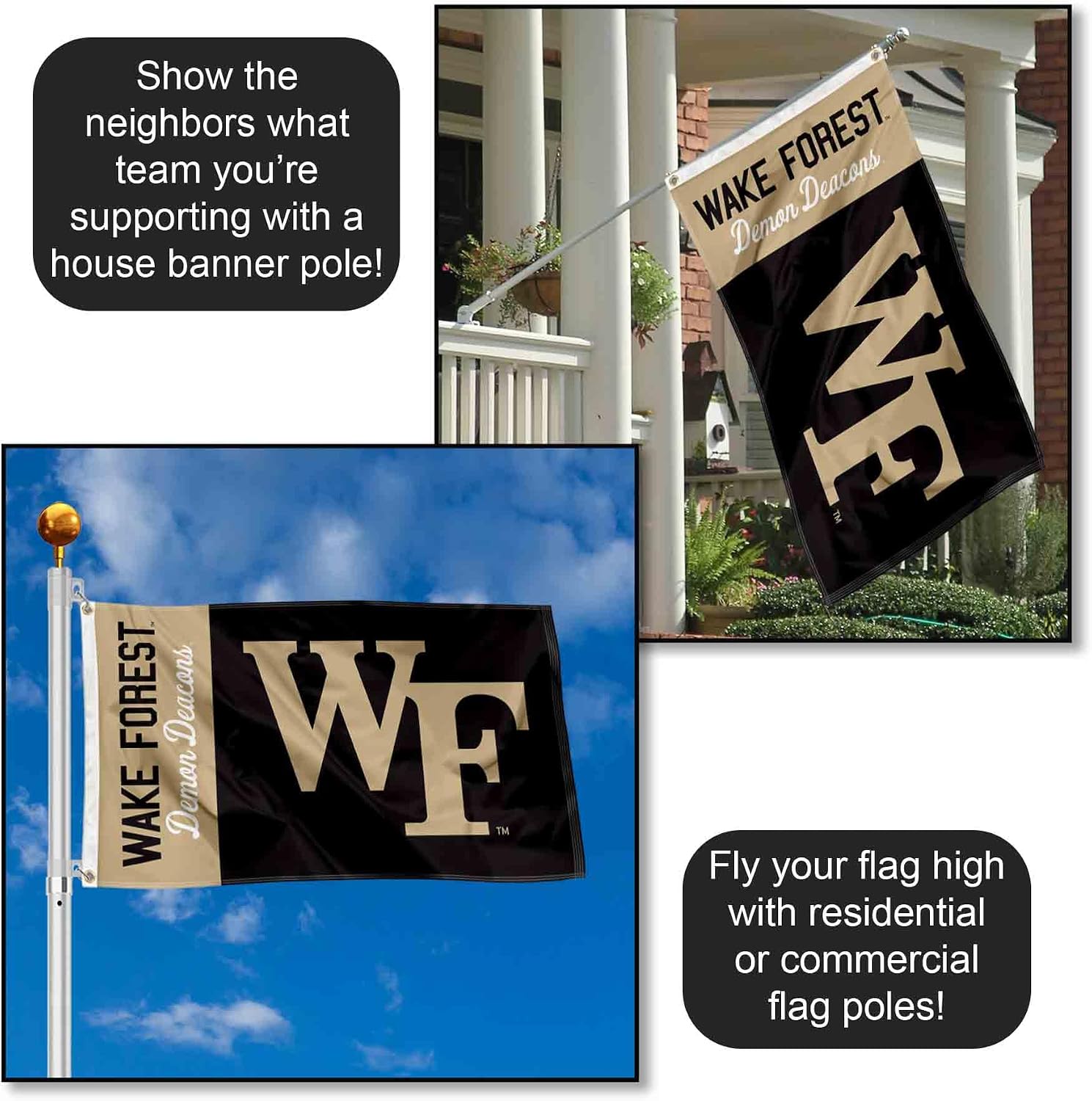 Wake Forest Demon Deacons WF Logo Large Grommet Banner Flag
