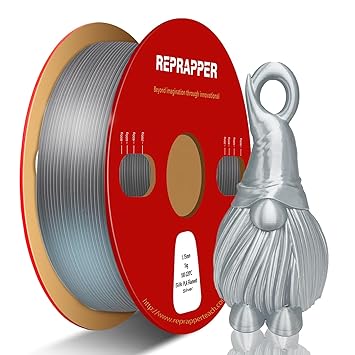 RepRapper Silver Silk PLA Filament for 3D Printer & 3D Pen 1.75 mm (+-0.03 mm) 2.2 lbs (1 kg), Silky Shiny Shine 3D Printing Materials