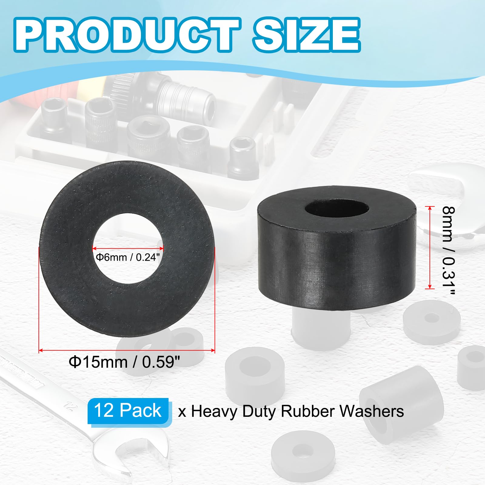 YELARXI Rubber Spacer, Thick Rubber Bushing Washers Anti Vibration Spacer Round Isolation Pads - Image 2