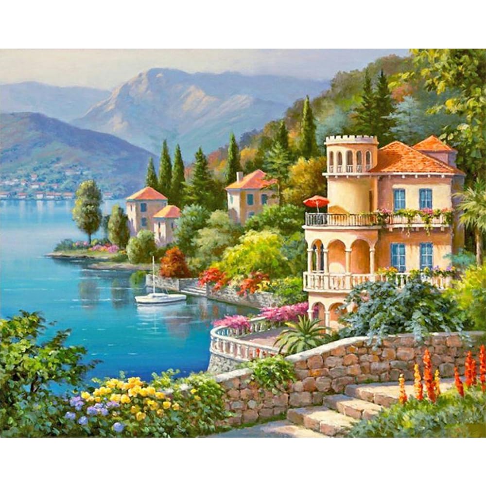 Dibujos Con Diamantes Kit De Pintura De Diamantes 5D - Cuadro Paisaje  Mediterráneo 50x40 Cm, Relajante Y Divertido Para Adultos Y Niños Diamond  Painting, image size:1000x1000