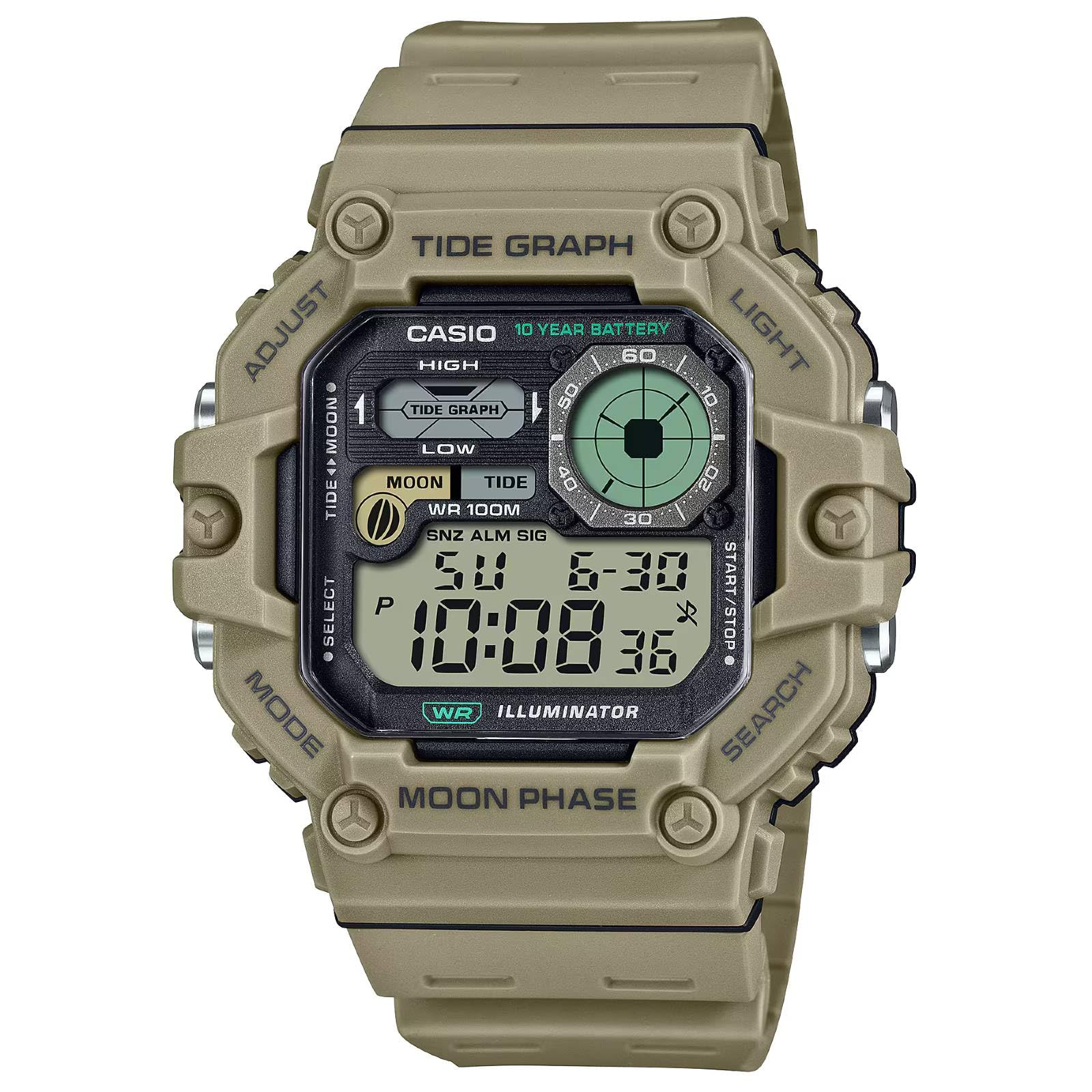 Casio WS-1700H-5AVDF – Orologio Digitale Uomo Con Cinturino In Resina, Resistente 100m E Grafico Maree