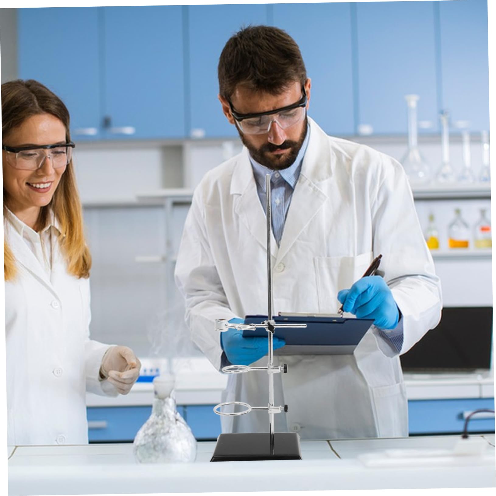 Laborstativ für Laborgeräte Tischstativ mit Klemmen und Ringstativ für Experimente Chemie-laborständer für Filtration und Erhitzung