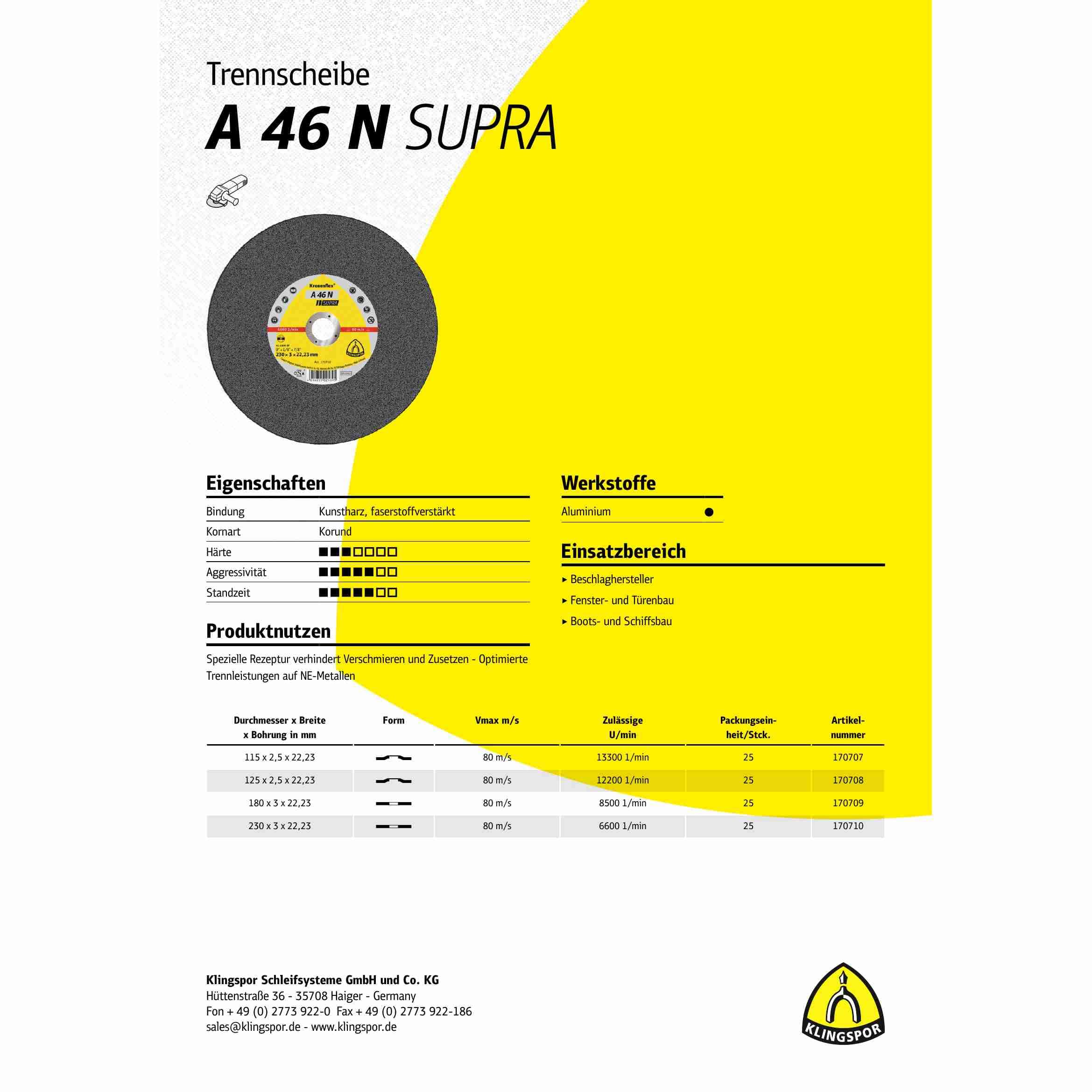 A 46 N - Discos de corte rectos (25 unidades, 180 x 3 x 22,23 mm)