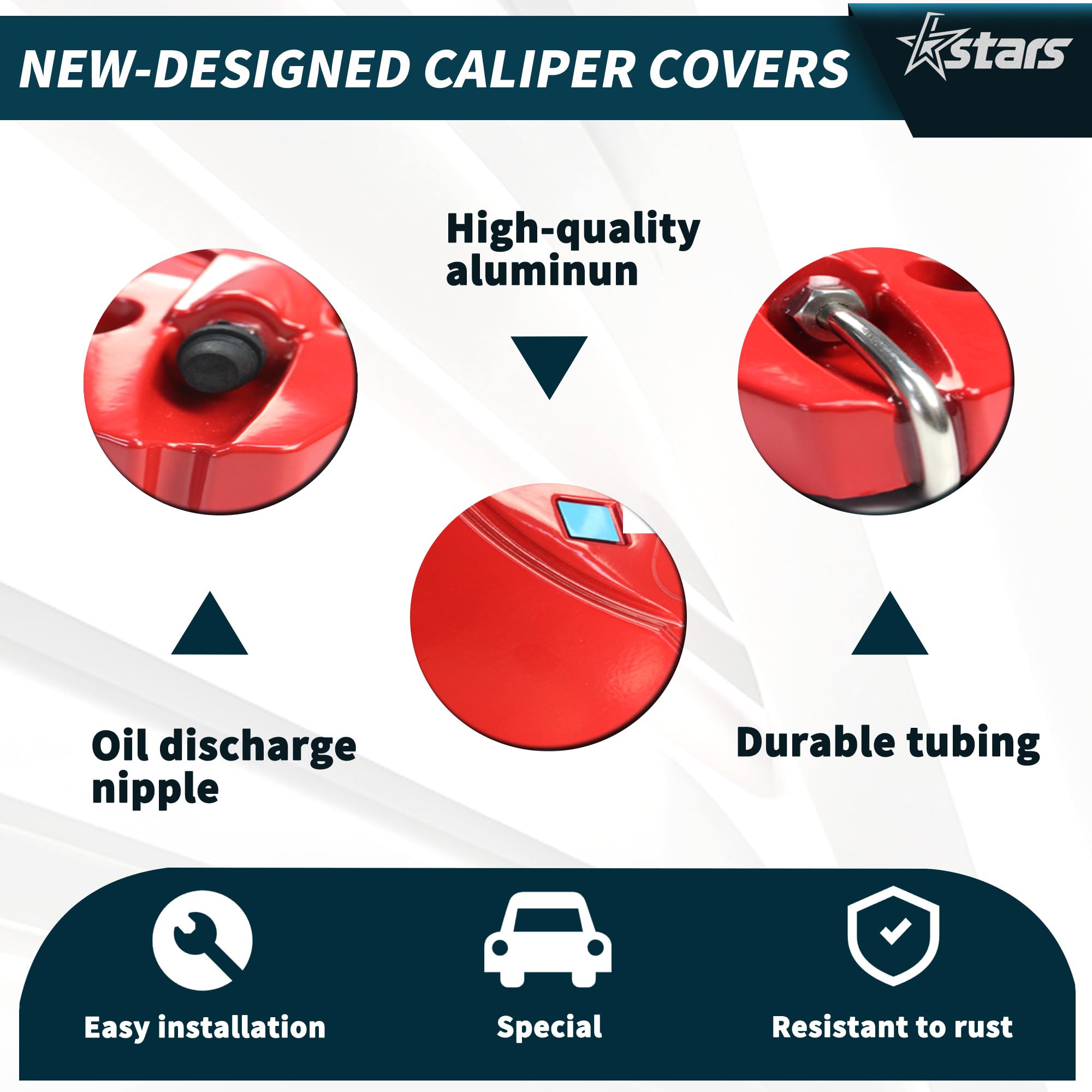 Kstars 4 Pezzi Coperchio Pinza Freno Compatibili con Modello Y Accessori,2020-2024 19 Pollici 20 Pollici Mozzo Ruota Modello Y Coperture Pinze Rosse