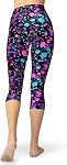 Sissycos 80s Capri Leggings Artistic Splash Printed Buttery Soft Cropped Stretch Pantalons 21" pour femme
