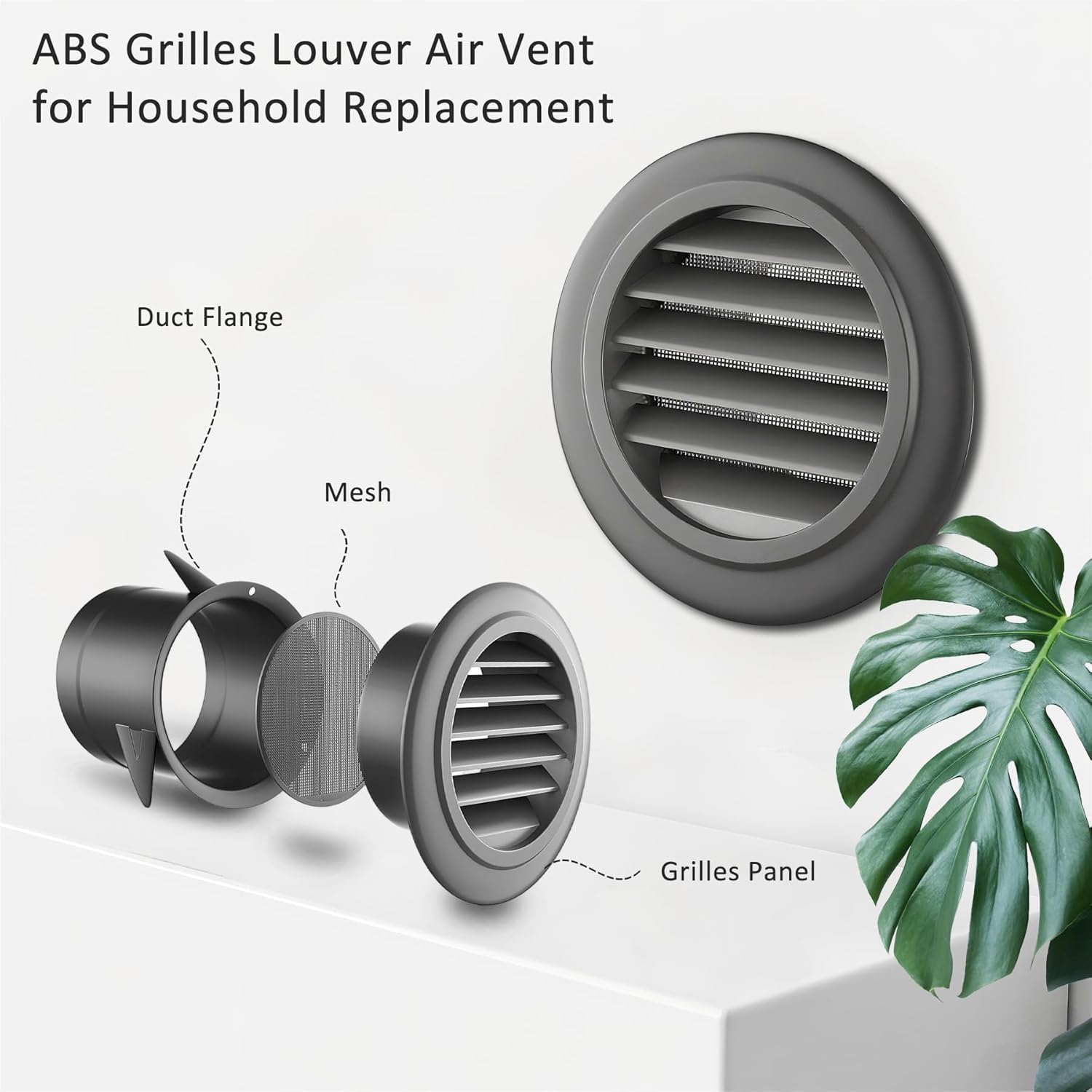 Soffit Vent for Exhaust Fan with Built-in Mesh Screen, Black Round Soffit Exhaust Vent Cover ABS Louver Grille Cover, Dryer Vent for Bathroom Office Kitchen (3inch Black 6PCS)