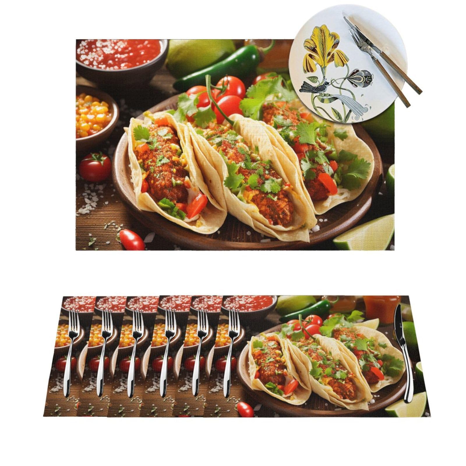 Tapis de table mexicain en PVC résistant à la chaleur lot de 6