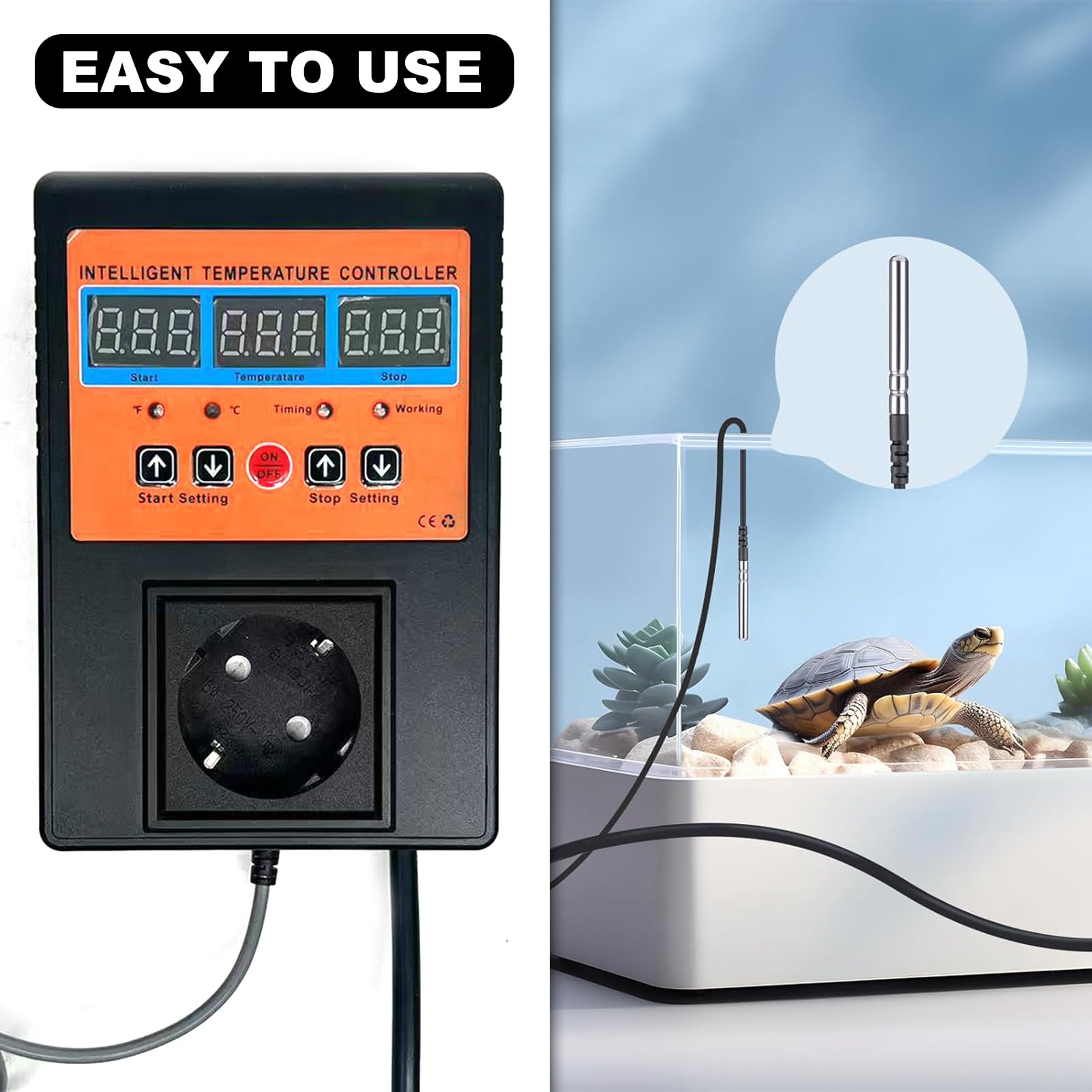 Digital Temperaturregler 230V Thermostat Digital Wasserdicht & Hitzebeständig Speicherfunktion bei Stromausfall 2m Sensorsonde -20°C ~ 120°C Geeignet für Aquarien,Inkubation,Kultivierung