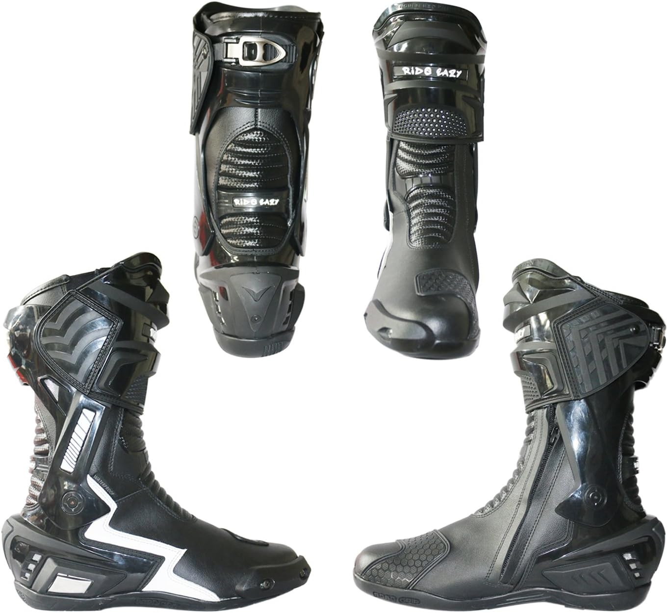 RIDE EAZY Motorcycle Riding Boots/Race Boots/Sports Bike Boots Black