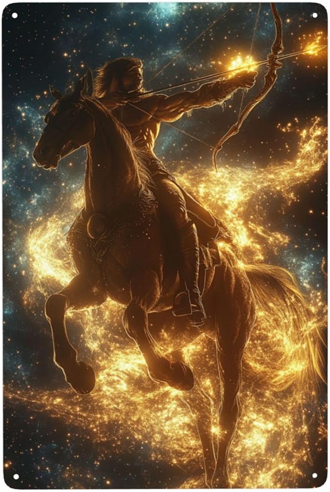 Fantasy Sagittarius Metal tin sign,Unique artistic plaque poster wall art decor,for living room,cafe,Yard,Patio,Bedroom,pub,club,Decorative Gift for constellations Lovers,8x12 inch