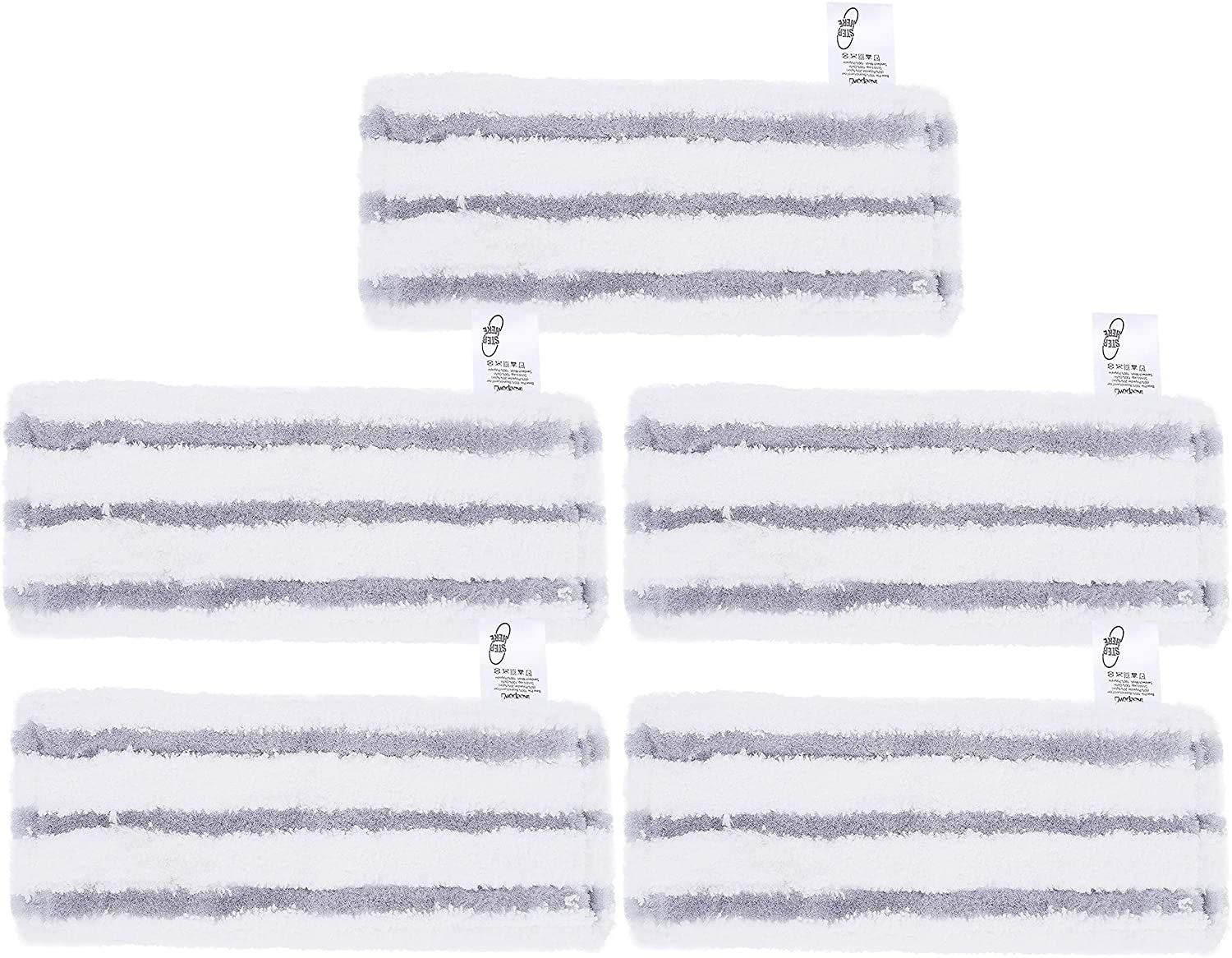 KEEPOW 5 Pack Steam Cleaning Microfibre Cloth Set for Karcher Steam Cleaner EasyFix SC2, SC3, SC4, SC5 Floor Nozzle, Updated Version, New Gray
