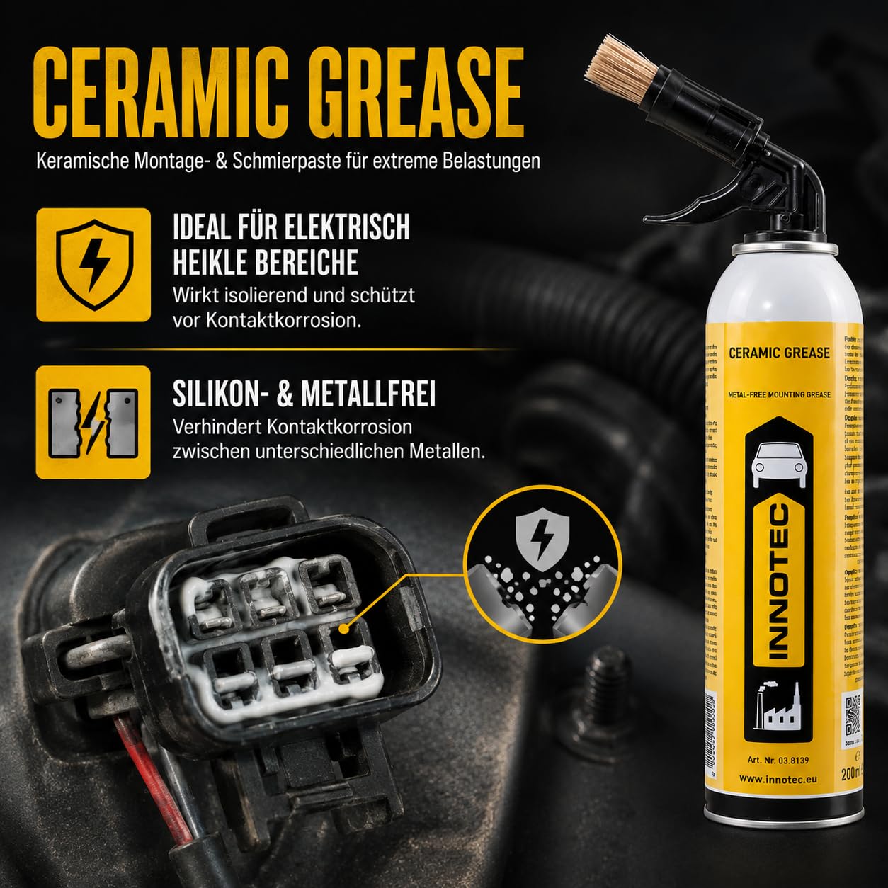 2 Stück Innotec Keramikpaste Ceramic Grease - Keramikfett - Montagepaste mit hoher Druck- und Temperaturbeständigkeit - Bremsen Service Paste - Hochbelastbareer Dauerschmierstoff mit Rostschutzeffekt