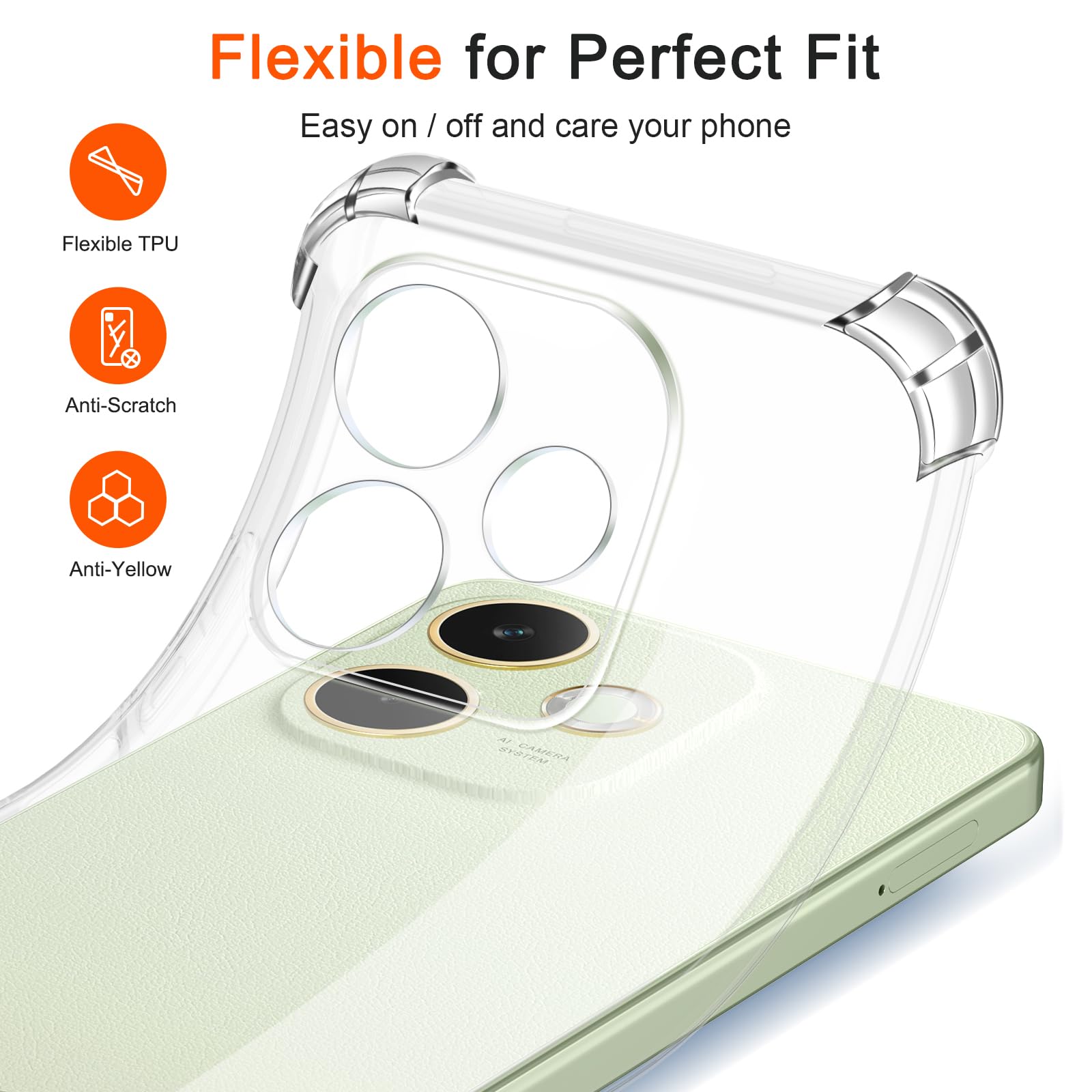iVoler Cover per Oppo A5 PRO 4G / Oppo A5 PRO 5G, Custodia Antiurto Anti-Graffio Trasparente per Assorbimento degli Urti con Paraurti in TPU Morbido, Sottile Morbida in Silicone TPU Case