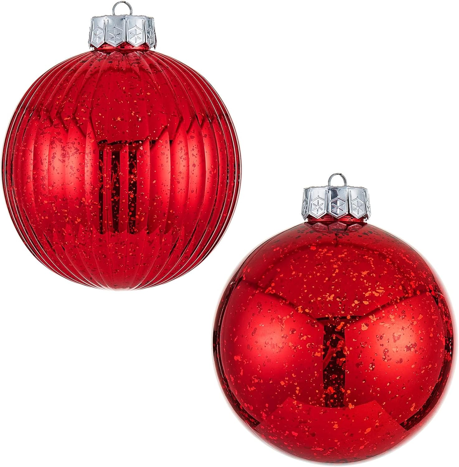 Large Christmas Ball Ornaments, Oversized Shatterproof Plastic Decorative Hanging Mercury Ornaments Ball for Xmas Holiday Party Decorations (Red, 6.0") Red 6.0"