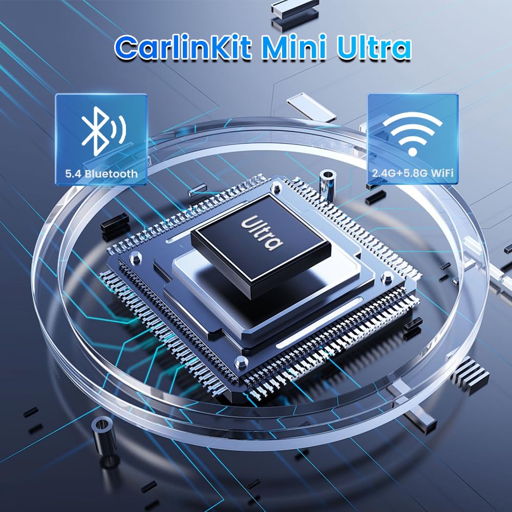 Carlinkit Mini adattatore wireless Ultra CarPlay per iPhone, adattatore wireless Android per auto, converte cablato in wireless CarPlay e Android Auto, configurazione plug-and-play, compatibile con