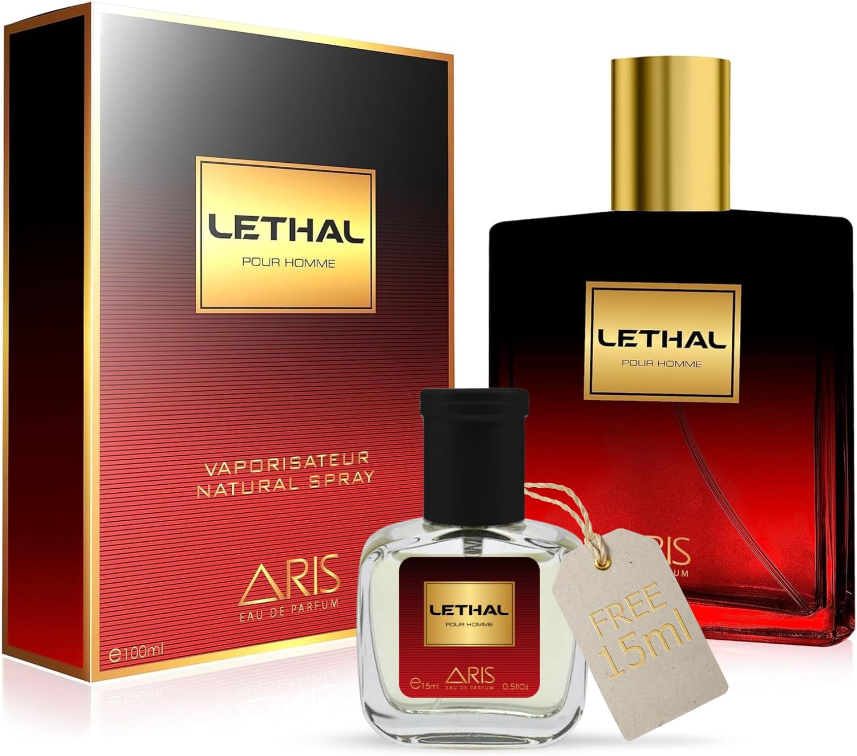 ARIS Lethal Eau de Parfum – Long-Lasting Woody and Musk Fragrance for Men – 100mL Perfume Spray with Bonus 15mL Perfume Sample (Randomly Selected)