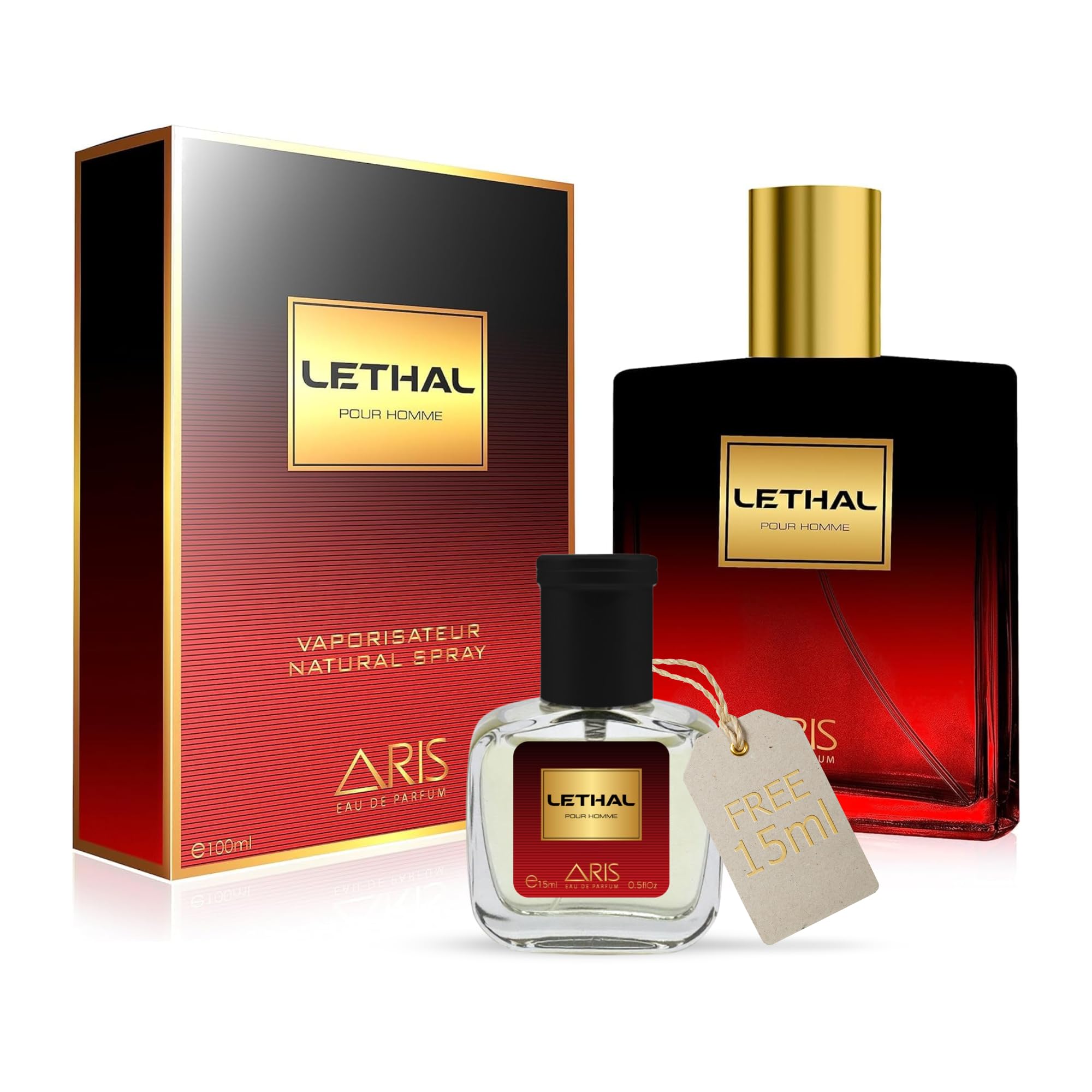 ARISLethal Eau de Parfum – Long-Lasting Woody and Musk Fragrance for Men – 100mL Perfume Spray with Bonus 15mL Perfume Sample (Randomly Selected)