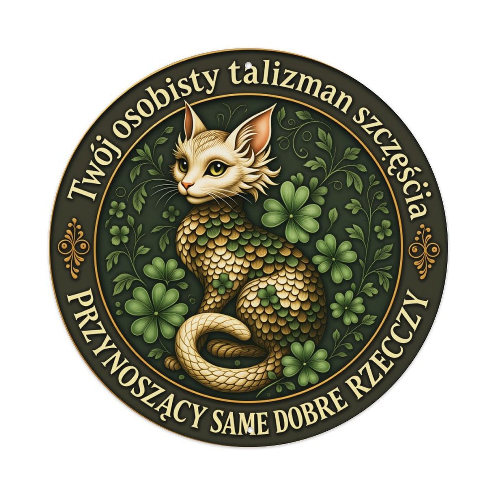 Cat With Scales And Flowers Round Tin Sign Vintage Style Metal Sign Home Bar Garden Wall Plaque Decor Metal Poster 8x8 Inch