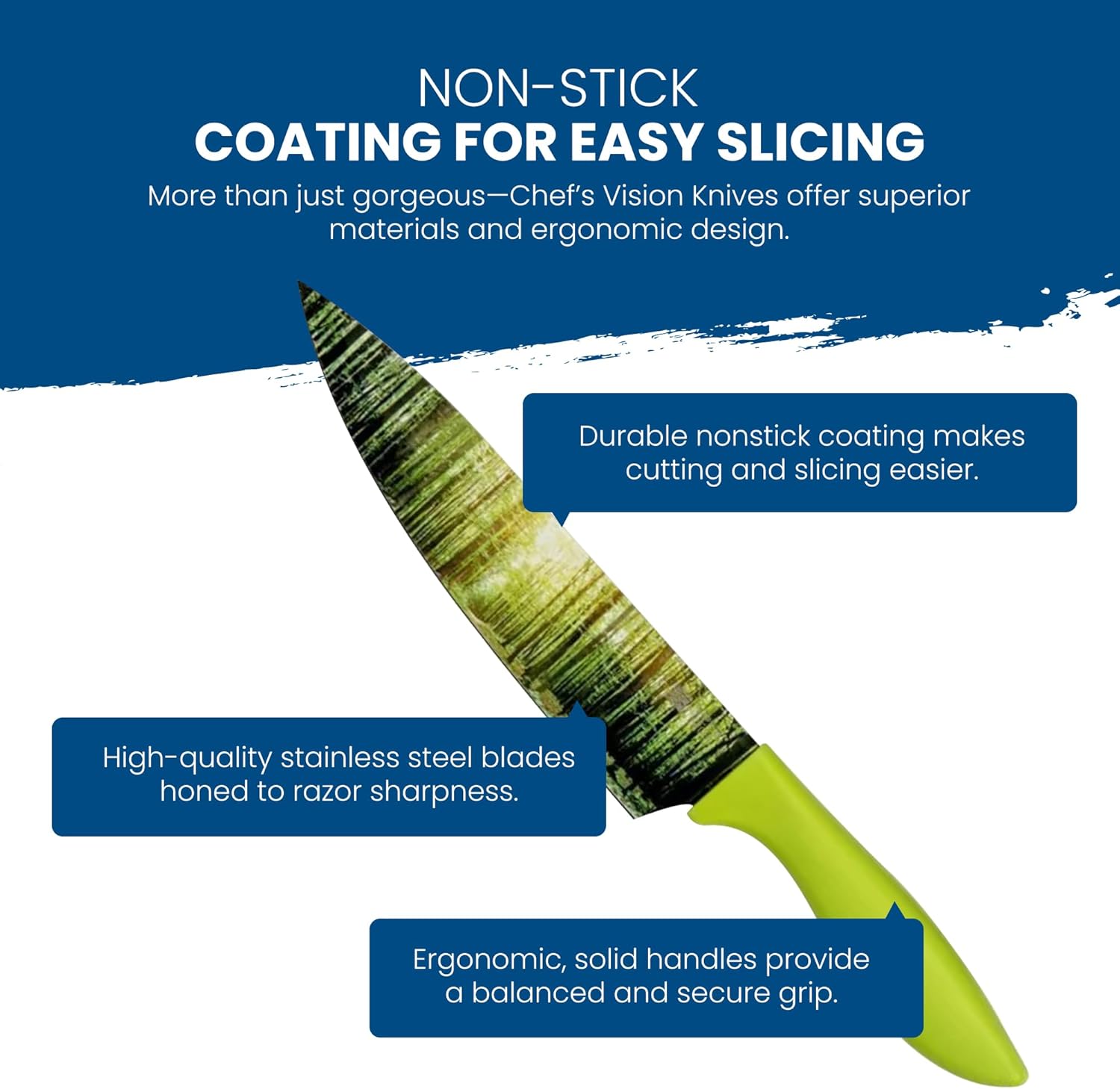 CHEF'S VISION Landscape Knife Set - 6-Piece Stainless Steel Cutting Knives Set for Kitchen with Stunning Nature Scenes - Perfect House Warming Gift for Women or Men - Unique Kitchen Knife Set Gift