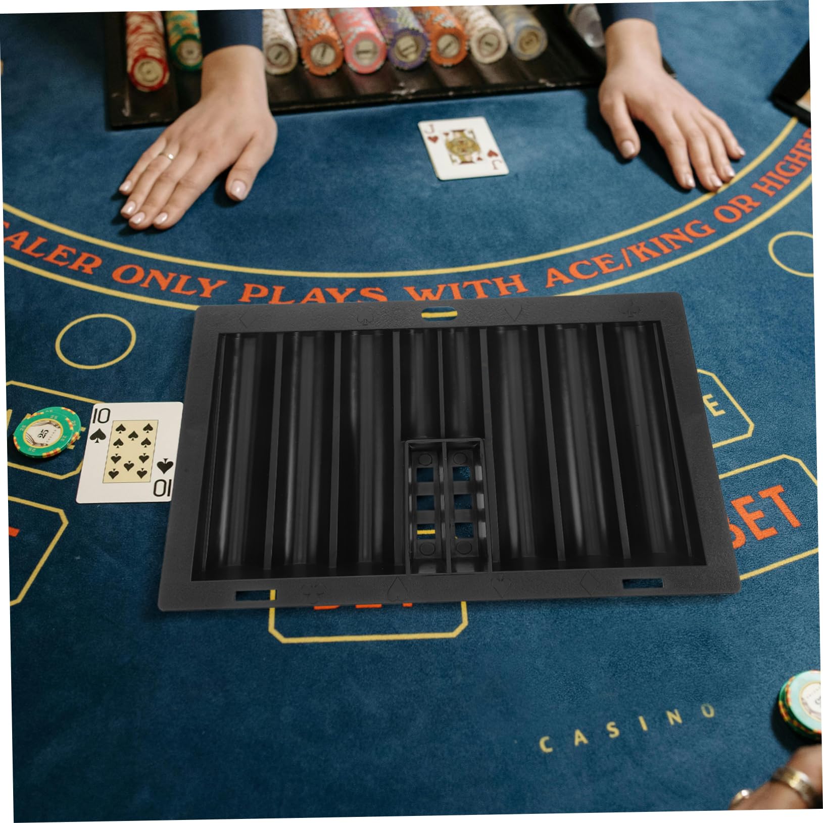 Halter Multifunktionaler Acryl Kompakter Pokerchip Bauweise Schwarz mit Poker Chips Professioneller Nutzung mit 350 Kapazität für Brettspiele