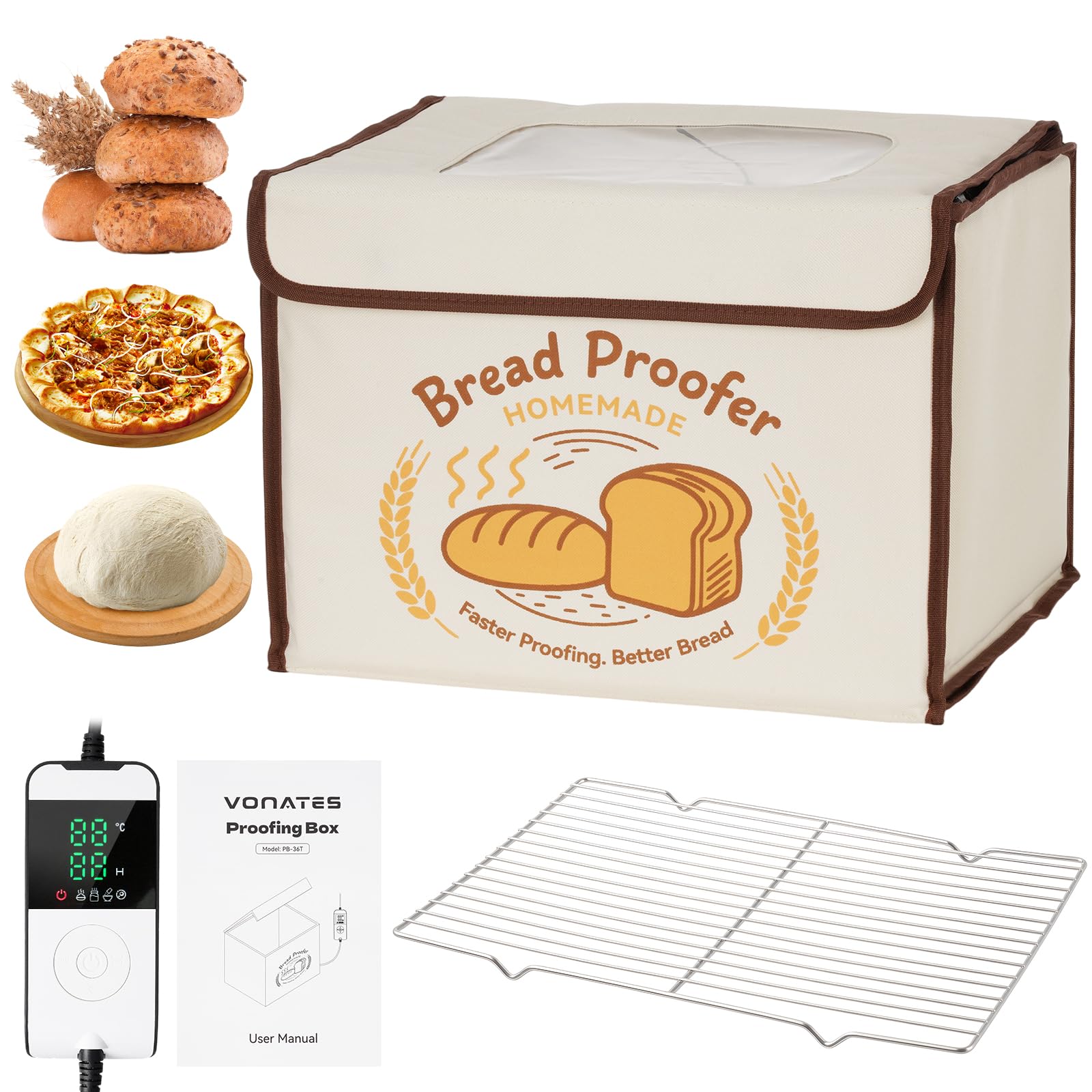 Photo 1 of ***ZIPPER DAMAGED***
Folding Bread Proofing Box with Temp Control (50-113?) & 48H Timer, Sourdough Proofer Box with Stainless Steel Rack, 4 Preset Modes Dough Proofer for Sourdough, Making Bread,Yogurt,Pizza,Kombucha -M