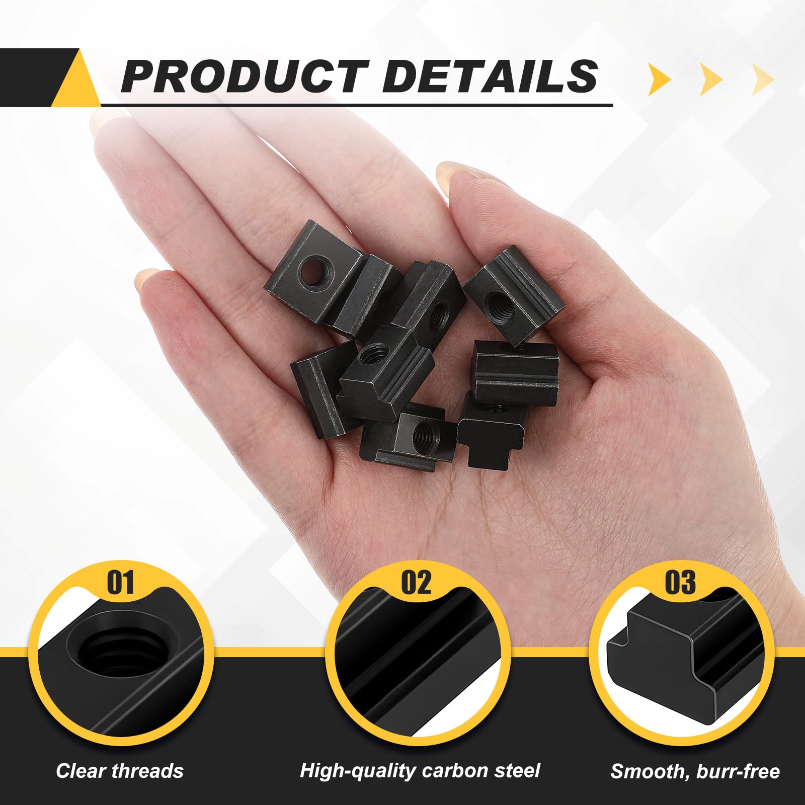 M6 T-Slot Nuts - 20 Pack, Black Oxide -3