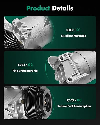 Miniatura 6 de SCITOO Compresor de CA apto para Nissan Murano 3.5L 2003 2004 2005 2006 2007, compresor de aire acondicionado para Nissan Quest 3.5L 2004 2005 2006